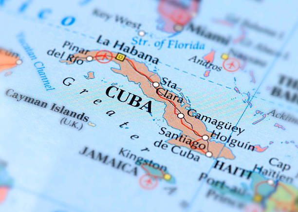 Map of Cuba. Selective Focus.